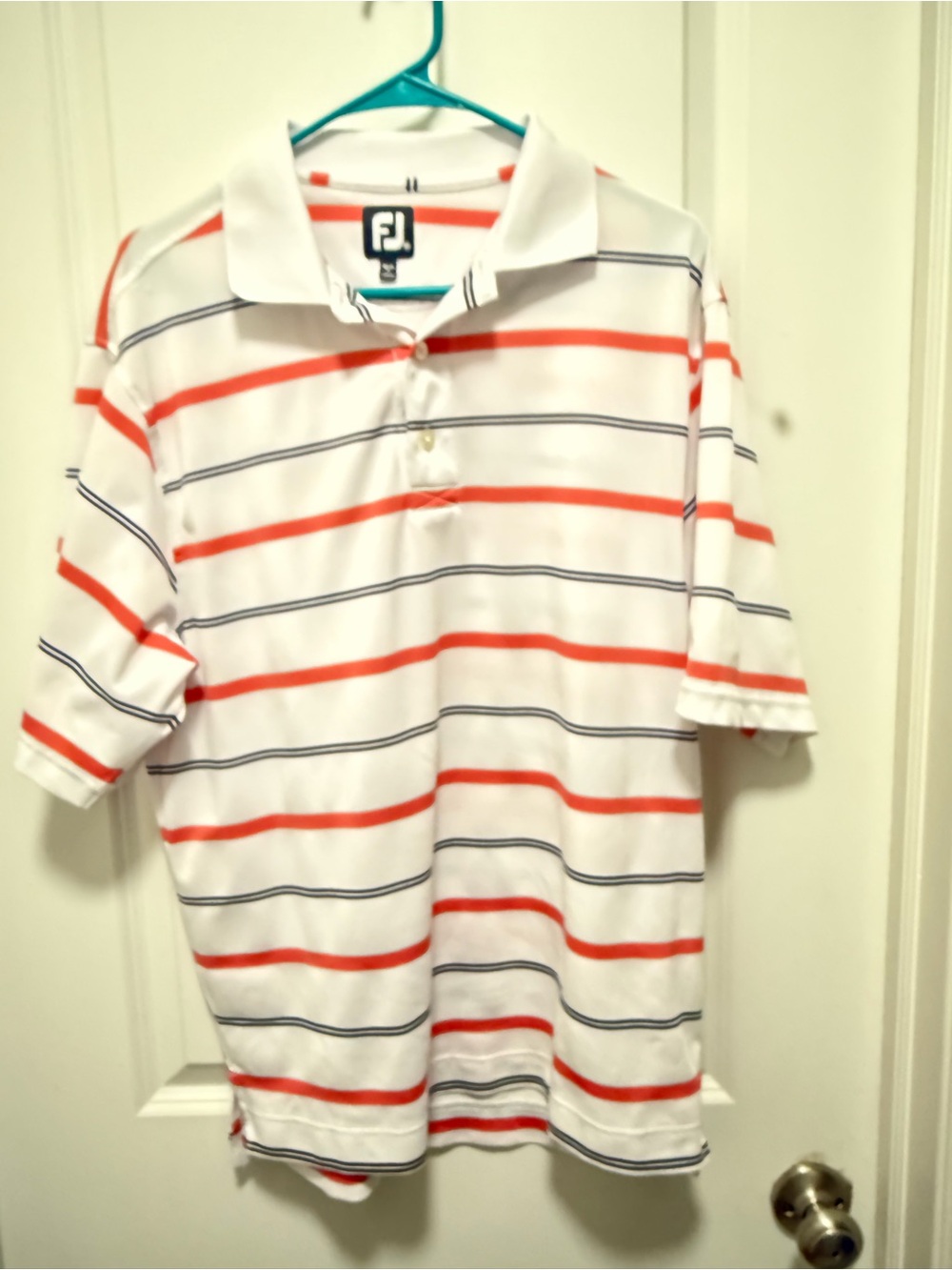 FootJoy Men's Golf Polo Shirt Orange and Black Stripes Size Medium